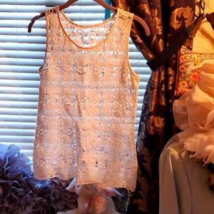 Cream crochet tank